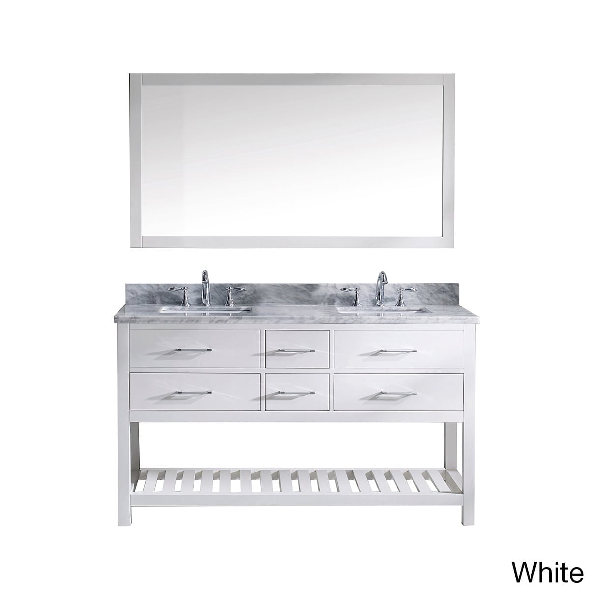 VIRTU USA Caroline Estate 60inch Double Bathroom Vanity White Marble