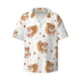thumbnail image 4 of Uemuo Squirrel Giving A Gift Pattern Cotton Linen Short Sleeve Shirts,Casual Lightweight Button Down Shirts,Vacation Beach Summer Tops-3X-Large, 4 of 7