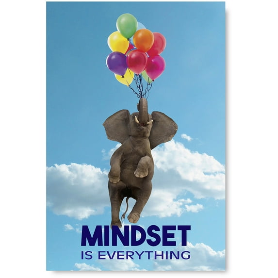 Awkward Styles Motivational Posters Teamwork Inspirational Posters for Entrepreneurs Motivational Quote Poster Classroom Posters Optimistic Quote Mindset is Everything with Flying Elephant Prints