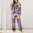 thumbnail image 2 of KLL Sky Sunflower Skull Print Women's Long Sleeve Pajamas with Pants Sleepwear Loungewear 2 Set-X-Large, 2 of 7