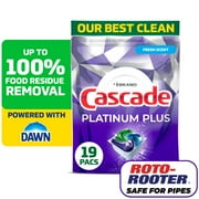 Cascade Platinum Plus Dishwasher Pods, Dishwasher Detergent, Dish Detergent Soap, Fresh, 19 Count
