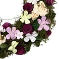thumbnail image 4 of Northlight 14" Unlit Purple/White Flowers with Leaves and Berries Artificial Floral Spring Wreath, 4 of 8
