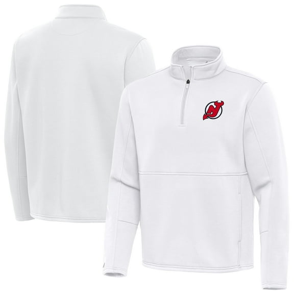 Men's Antigua White New Jersey Devils Twist Quarter-Zip Pullover Jacket