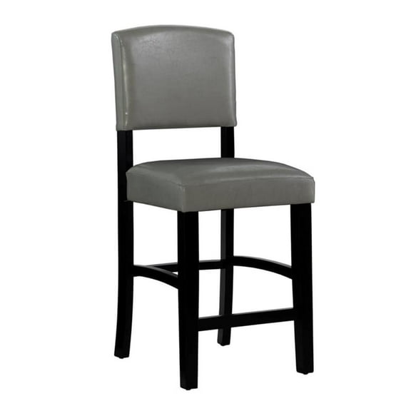 Riverbay Furniture 24.17" Wood/Faux Leather Counter Stool in Dove Gray/Black