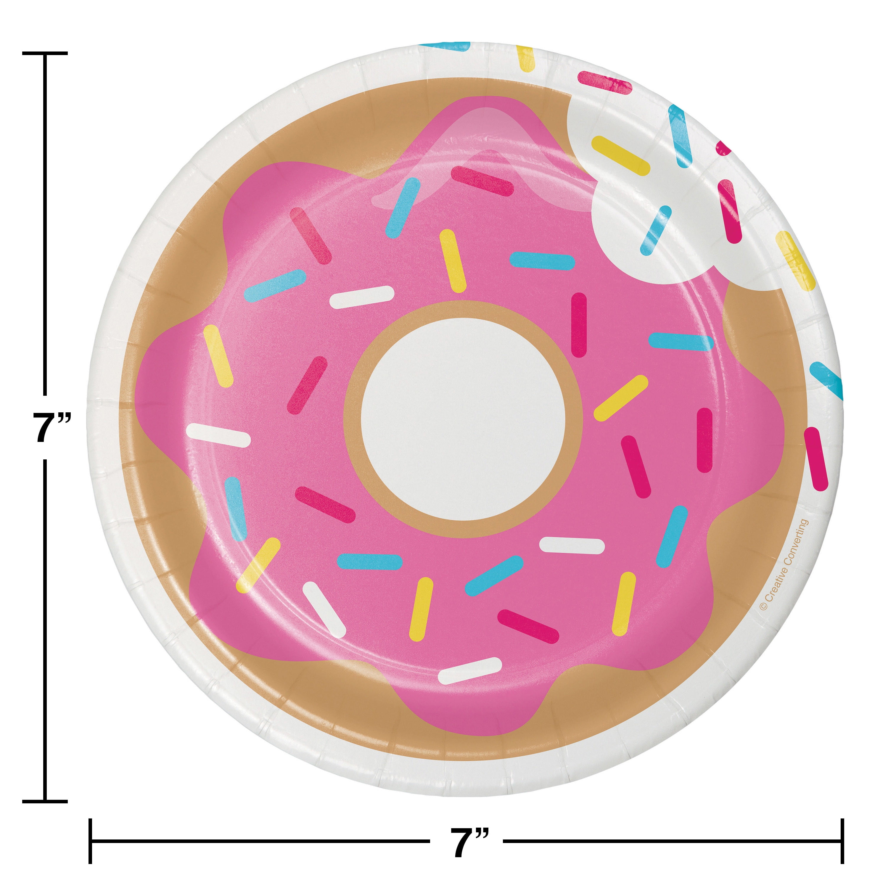 ~ Supplies Sprinkles Dinner 8 HAPPY BIRTHDAY Donut Time LARGE PAPER PLATES 