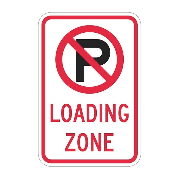 Lyle No Parking Sign, 12" W, 18" H, English, Aluminum, White T1-2474-HI_12x18
