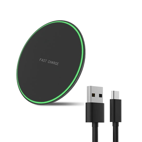 pannbo 15W Wireless Charger for Samsung Galaxy S24 S23 S22 S21 S20 S10 S9 S8 S7 Note 10 9 8, Fast Wireless Charging Pad with USB-C for Samsung & iPhone, Black (No AC Adapter)