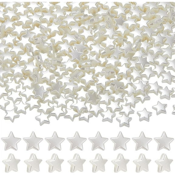 400Pcs White Star Beads Plastic Stars Beads Mini Imitation Pearl Pentagram Astronomy Five Pointed Bead for DIY Earring Necklace Bracelet Jewelry Making Women Men Crafting Supplies Accessory colorful
