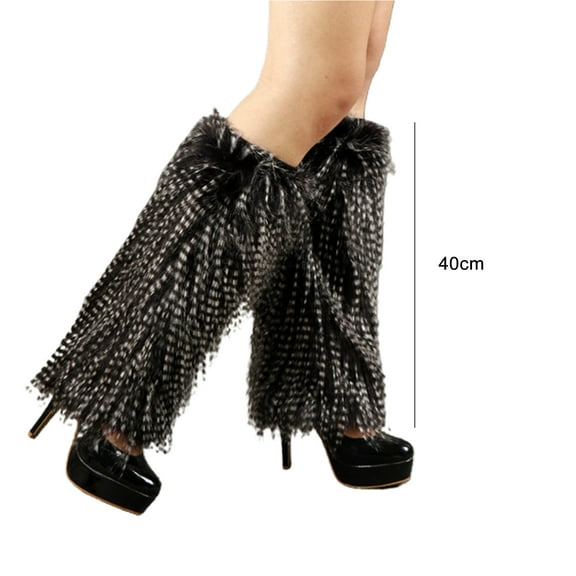 Opvise Womens Socks Women Leg Warmers Colorful Furry Faux Fur Fashion Appearance Stretchy Boot Covers for Daily Wear 16