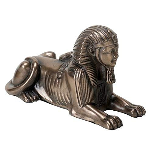 YTC Small Bronze Metal Colored Egyptian Style Sphinx Figurine Statue