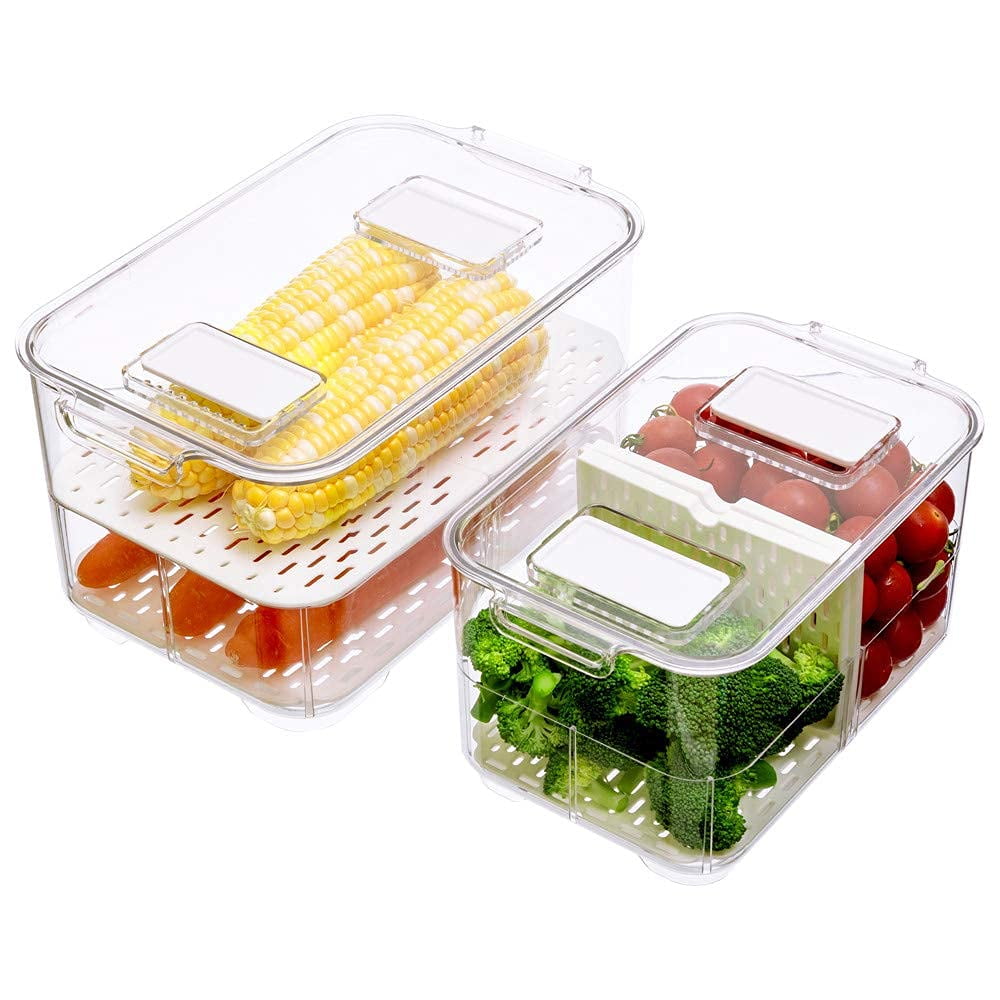 Meuva Fresh Produce Vegetable Fruit Storage Containers With Time Recording  Fridge Storage Container Container And Fridge Organizers Desk Pet Containers  Fruit Organizer for Refrigerator 