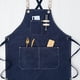 thumbnail image 3 of Delantal de lona de algodón impermeable con bolsillos y tirantes desmontables, cómodo para restaurante, color azul marino, 3 of 9