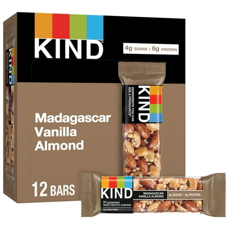 KIND Nut Bars, Madagascar Vanilla Almond, 1.4 oz, 12 Ct