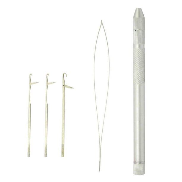 Herramienta de gancho de alambre de la de la de las extensiones de cabello (3 agujas de tamaños) para la extensión del cabello,