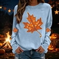 thumbnail image 3 of ZGRBOU Fall Maple Leaf Print Sweatshirts for Women Long Sleeve Crew Neck Pullover Tops Halloween Fashion Festival Outfit, 3 of 4