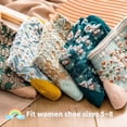 thumbnail image 2 of Calcetines tobilleros de algodón con volantes y estampado floral rosa vintage para mujer, 5 pares, transpirables y cómodos de usar durante todo el día, 2 of 5