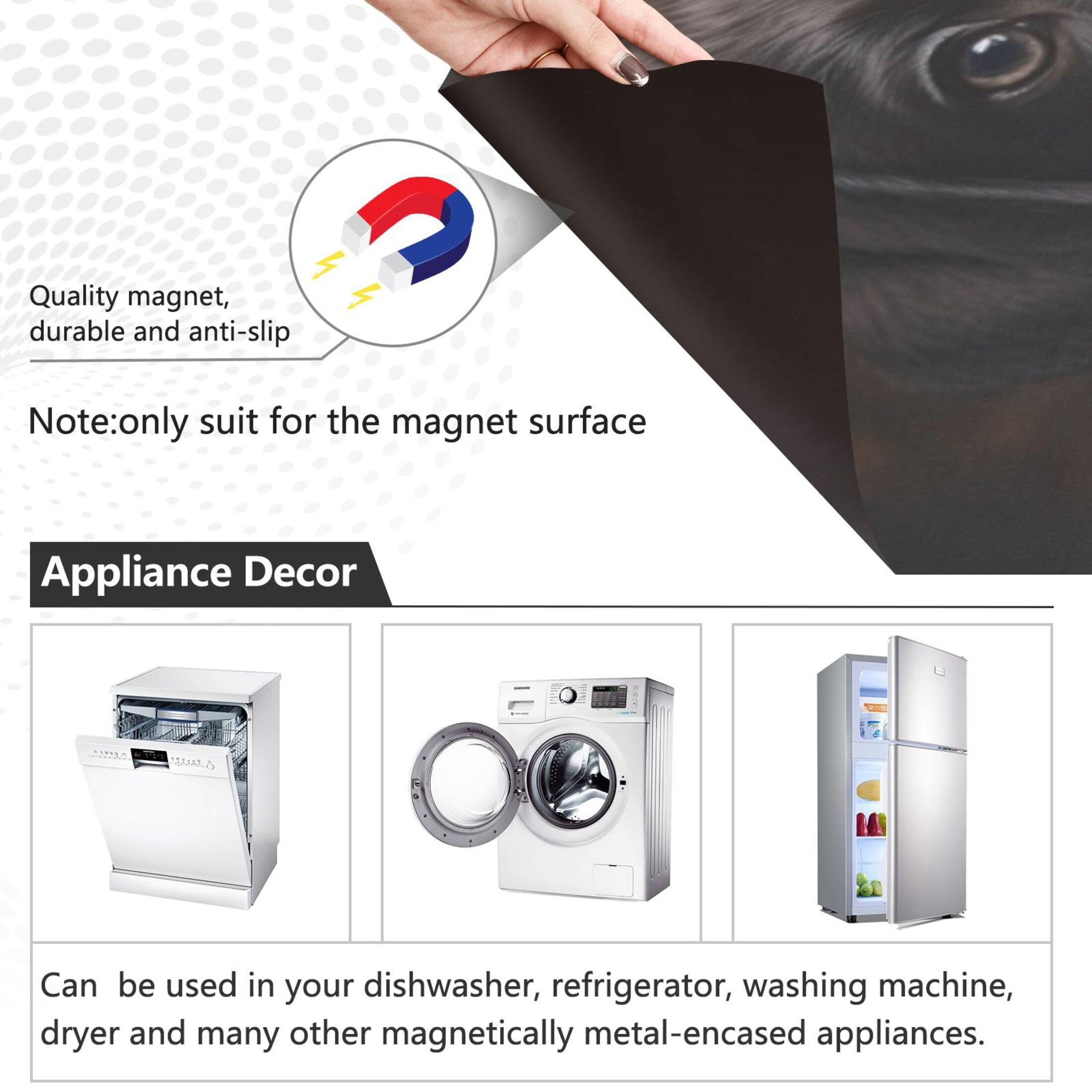Dishwasher Magnetic Sticker 23x26 Inch Refrigerator Magnetic Sticker Washing Machine Magnetic Sticker Kitchen Panel Magnetic Sticker Home Decor Christmas Cute Black Dog