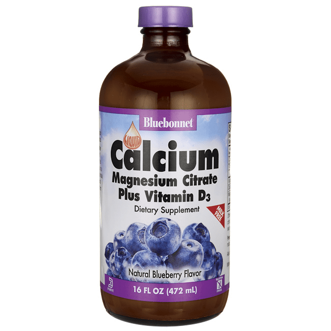 Liquid Calcium Magnesium Citrate Vitamin D Blueberry By Bluebonnet 16 Oz Walmartcom