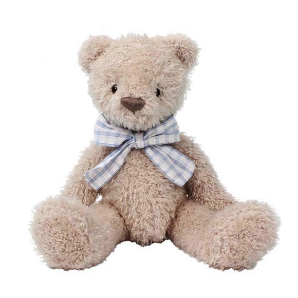 Plush Bear Cute Fluffy Bear Stuffed Animal with Bowtie 9" Sitting Height Sleeping Aids Dolls Gifts for Boys Girls