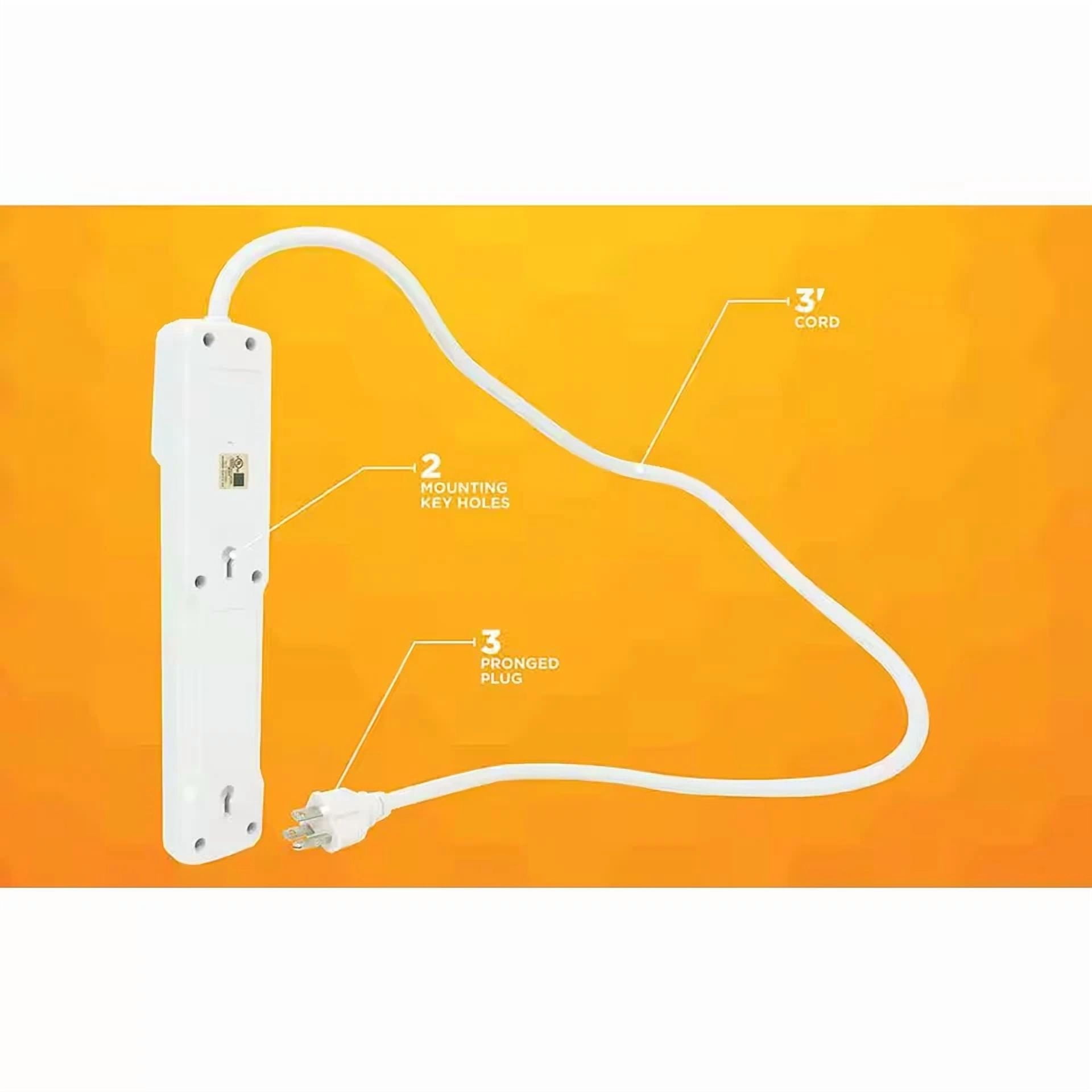 CRESTIN- Electronics 6-Outlet 750-Joule Surge Protector With Sliding Safety Covers 3 Ft.