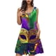 thumbnail image 2 of Vestido de dormir largo para mujer, moderno, informal, estampado, con bolsillos, sin mangas, con cuello de jardín, 2 of 7
