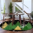 thumbnail image 3 of Round Rugs 7 Ft, Black Christmas Tree Non Slip Area Rugs for Kitchen Bedroom Entryway, Green Golden Xmas Tree Snowflake Winter Washable Carpet Runner Rug Floor Mats for Bedroom Home Decor, 3 of 9
