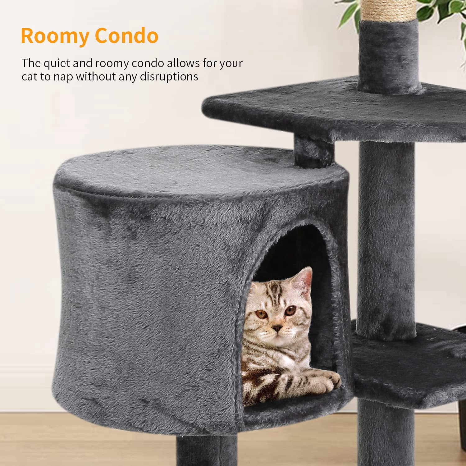 XF XINFENG Cat Tree 36 inch Tall Scratching Toy Activity Centre Cat Tower Cat Condo Multi-Level Furniture Scratching Posts for Indoor Cats, Light Gray