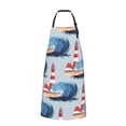 thumbnail image 2 of Pofeuu Beacon In The Huge Waves Of The Surf Print Waterproof Apron with Pockets Adjustable Cooking Aprons Kitchen Bib for Baking Household Cleaning, 2 of 8