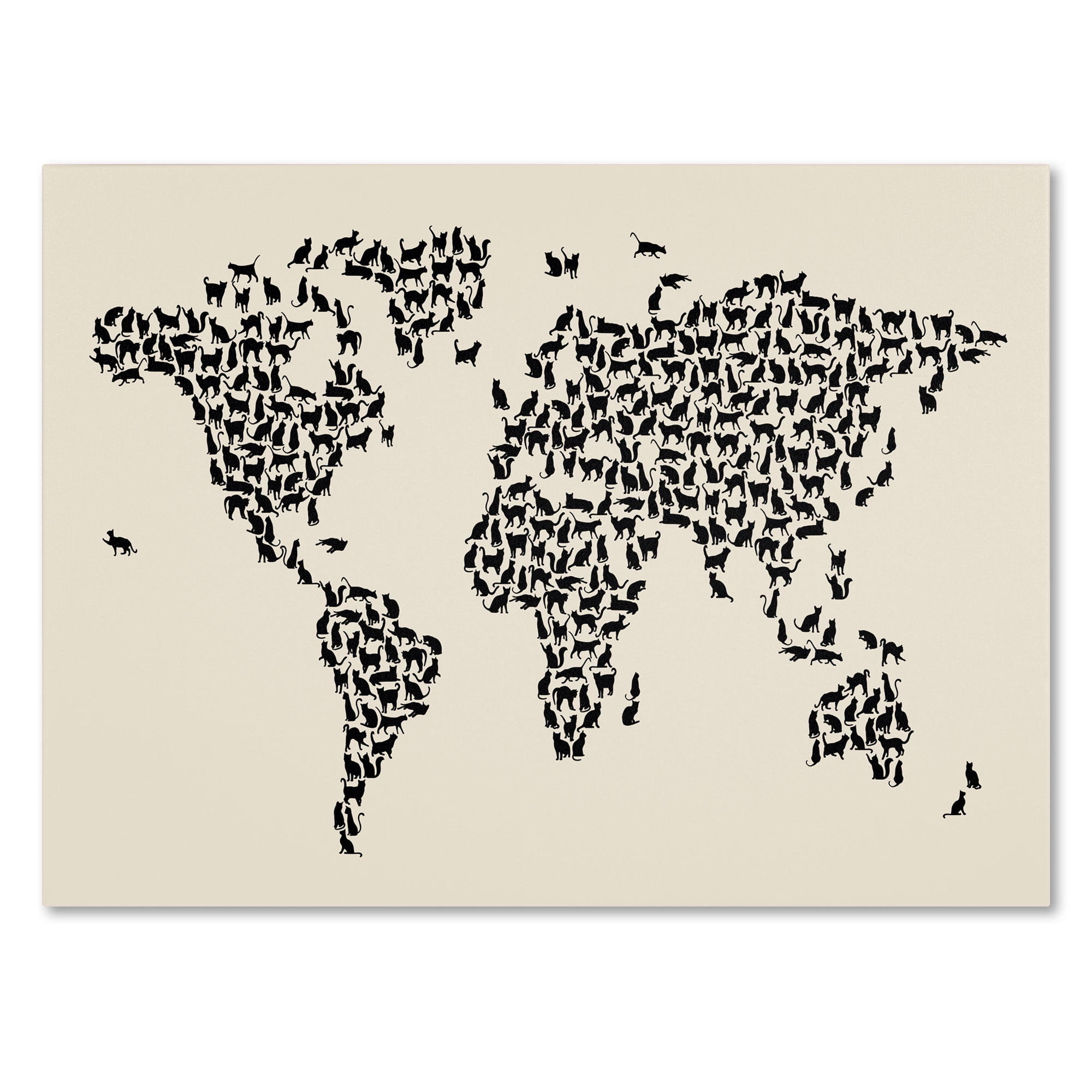Trademark Art 'Cats World Map 2' Canvas Art by Michael Tompsett