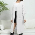 thumbnail image 4 of Long Cardigans for Women Loose and Lazy Woven Sweater With Double Pockets and Lantern Sleeves Cardigan Coats, 4 of 5