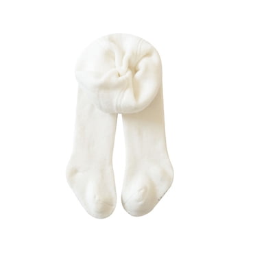 FAOWME Baby Girls Tights Soft Organic Leggings Children Tights With Non- Sole Warm Tights For Girls White 2-4 Years