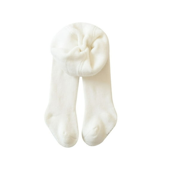 FAOWME Baby Girls Tights Soft Organic Leggings Children Tights With Non- Sole Warm Tights For Girls White 2-4 Years