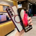 thumbnail image 3 of for Samsung Galaxy S21 Ultra Case Magnetic Clear with Camera Lens Protector Full Protection MagSafe Electroplated Silicone Slim Fit Shockproof Protective Phone Case 6.8 Inch - Purple, 3 of 13