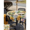 thumbnail image 6 of Square Outdoor Tablecloth with Umbrella Hole Sunflowers Outside Table Cloth Waterproof Patio Table Cover Spring Gnomes Hydrangea Daisy Botanical Beige Zipper Tablecloths for Picnic Camping 54x54 Inch, 6 of 8