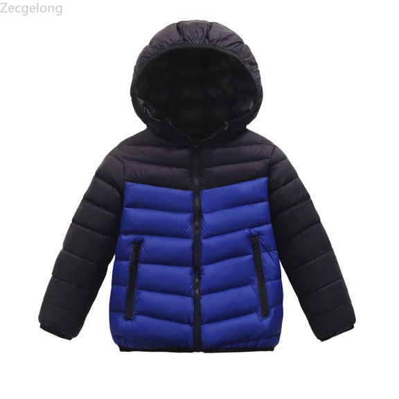 Zecgelong Girls Down Coat Winter Jacket With Contrast Sleeves Warm Quilted Outerwear For Kids Windproof Cold Weather