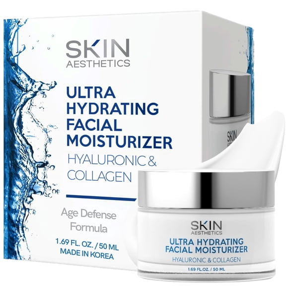 Skin Aesthetics Hyaluronic Acid & Collagen Face Moisturizer - Anti-Aging, Ultra Hydrating, Fine Lines & Wrinkles Treatment - Dermatologist Tested Korean Skincare - Clean Beauty, Cruelty-Free 1.69 oz