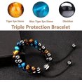 thumbnail image 2 of Pulsera de cristal para hombre 8 mm Ojo de tigre azul Obsidiana Cuentas de piedra natural Pulsera de triple protección Navidad Día de San Valentín Regalo del día del padre, 2 of 5