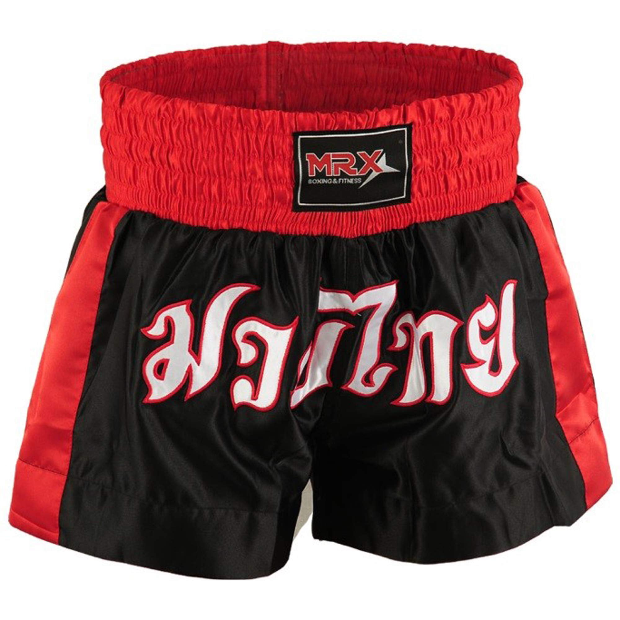Muay Thai Boxing Shorts Training Trunks MMA Kickboxing Martial Arts Black Red 