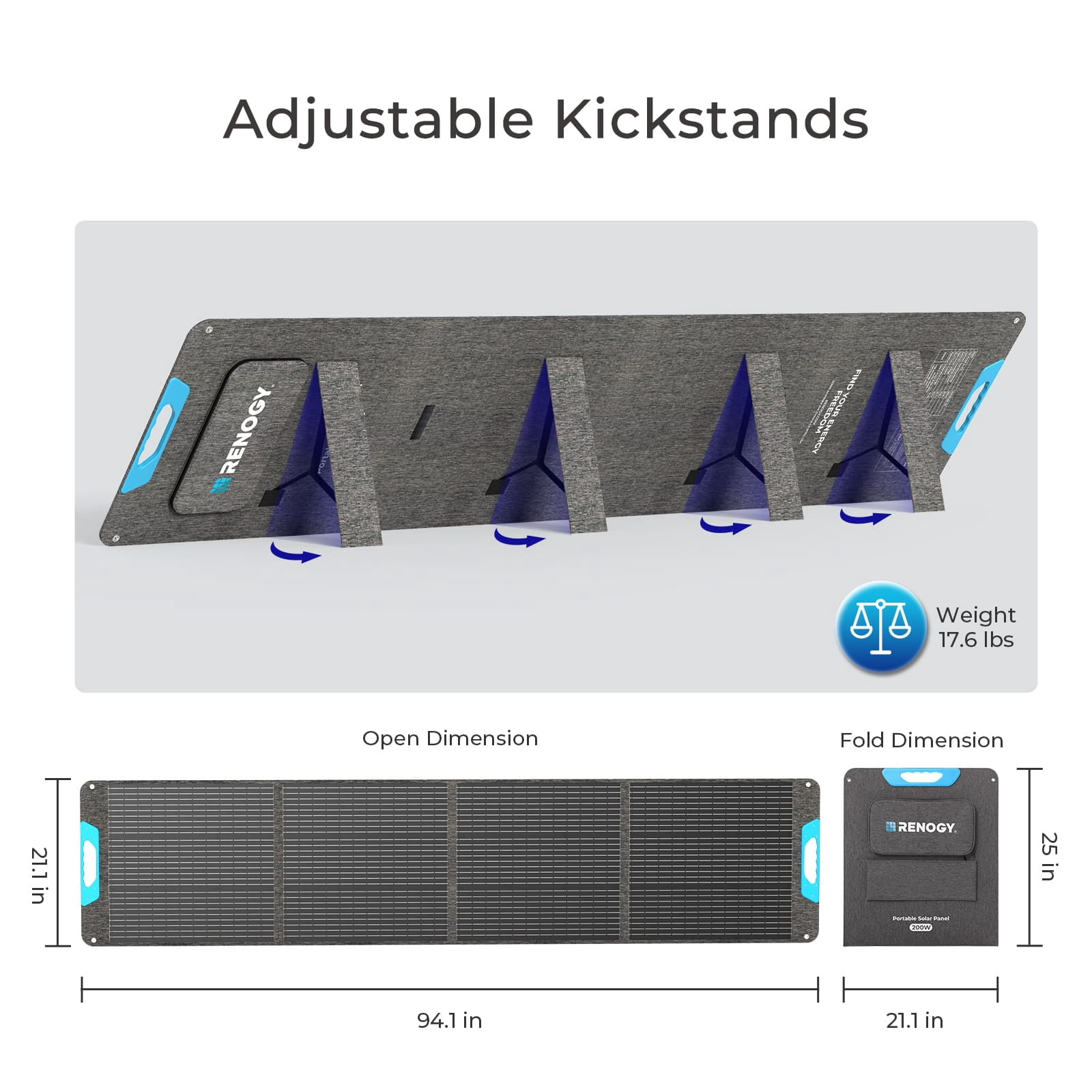 Renogy 2Pack 200W Portable Solar Panel with Adjustable Kickstands, IP65 Waterproof, Foldable 400W Solar Panel for Power Station, RV, Camping, Off Grid