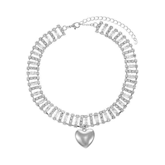 No Boundaries Silvertone Heart and Crystal Choker Necklace, 1 Piece