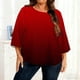 thumbnail image 1 of TaTaai Flowy Plus Size Gradient Tee, Women's Casual Long Sleeve Blouse, Lightweight Round Neck Top, Versatile Fabric for Dating Party Everyday Gift, 1 of 6