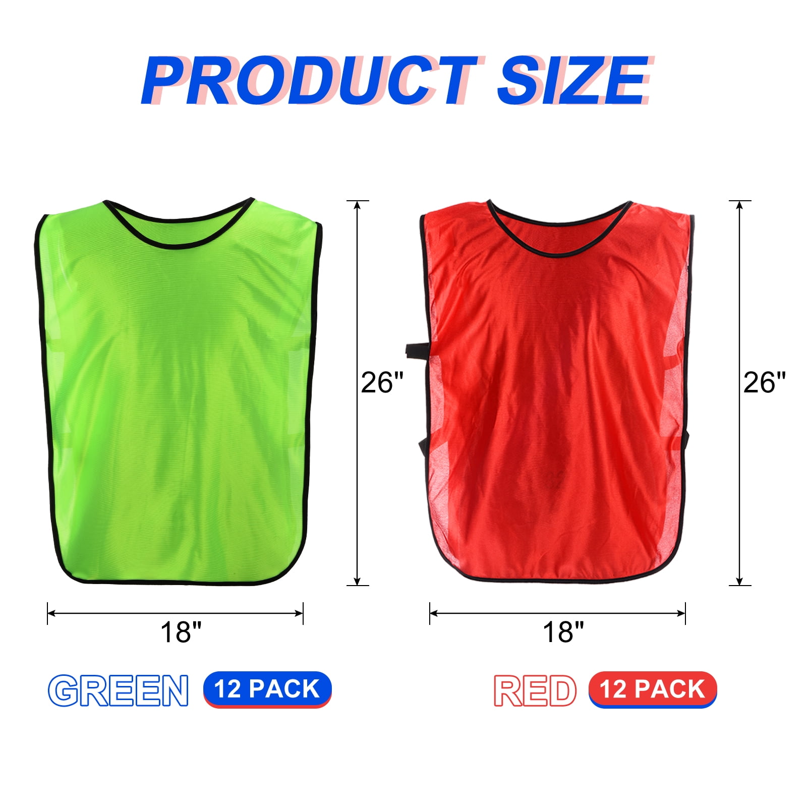 Unique Bargains 24 Pack Scrimmage Vest Soccer Jersey Training Vests Youth Soccer Pennies Green, Red