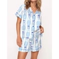thumbnail image 3 of SheShow Coquette Tennis Silky Casual Short Sleeve Pajama Set for Women, White, L, 3 of 3