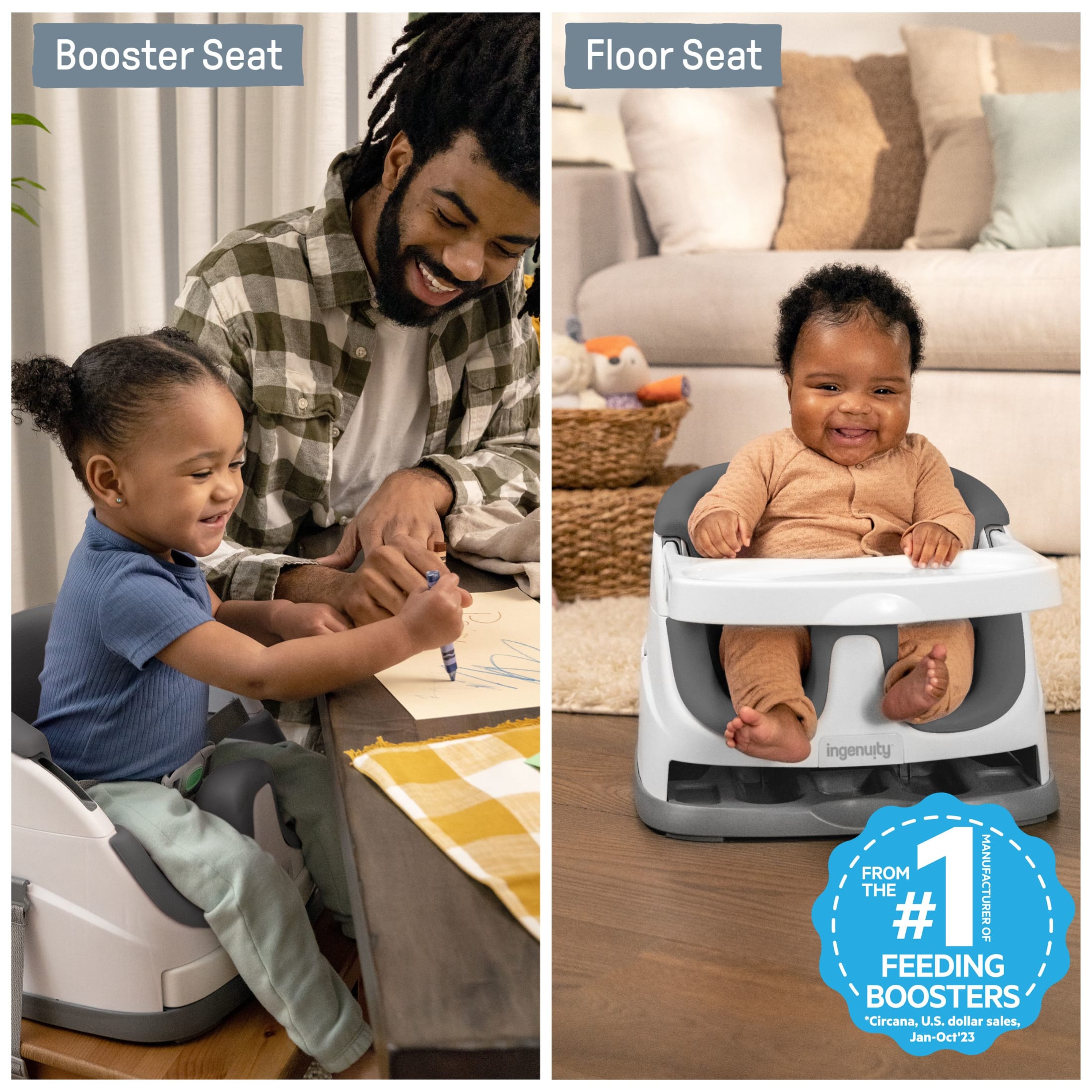 Ingenuity Baby Base 2-in-1 Convertible Booster Seat, Grey photo 2