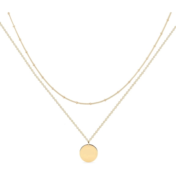 Layered Heart Necklace Pendant Handmade 18k Gold Plated Dainty Gold Choker Arrow Bar Layering Long Necklace for Women