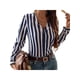 thumbnail image 4 of Sunloudy Blusa con cuello en V para mujer, manga larga, diseño de rayas, camisa holgada, tops, ropa informal con botones Sunloudy  moda, 4 of 8