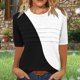 thumbnail image 1 of mfyjkho Tops Y Blusas Para Mujer, Camiseta De Moda Para Mujer Con Cuello Redondo Arrugado, Manga 3/4, Corte Holgado Y Mangas Cortas Tops De Tallas Grandes L, 1 of 7