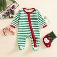 thumbnail image 2 of Gelikeya Baby Christmas Outfit Clothes for Boys Girls Striped Print Long Sleeve Jumpsuit Toddler Rompers (A01 Green, 3-6 Months), 2 of 7