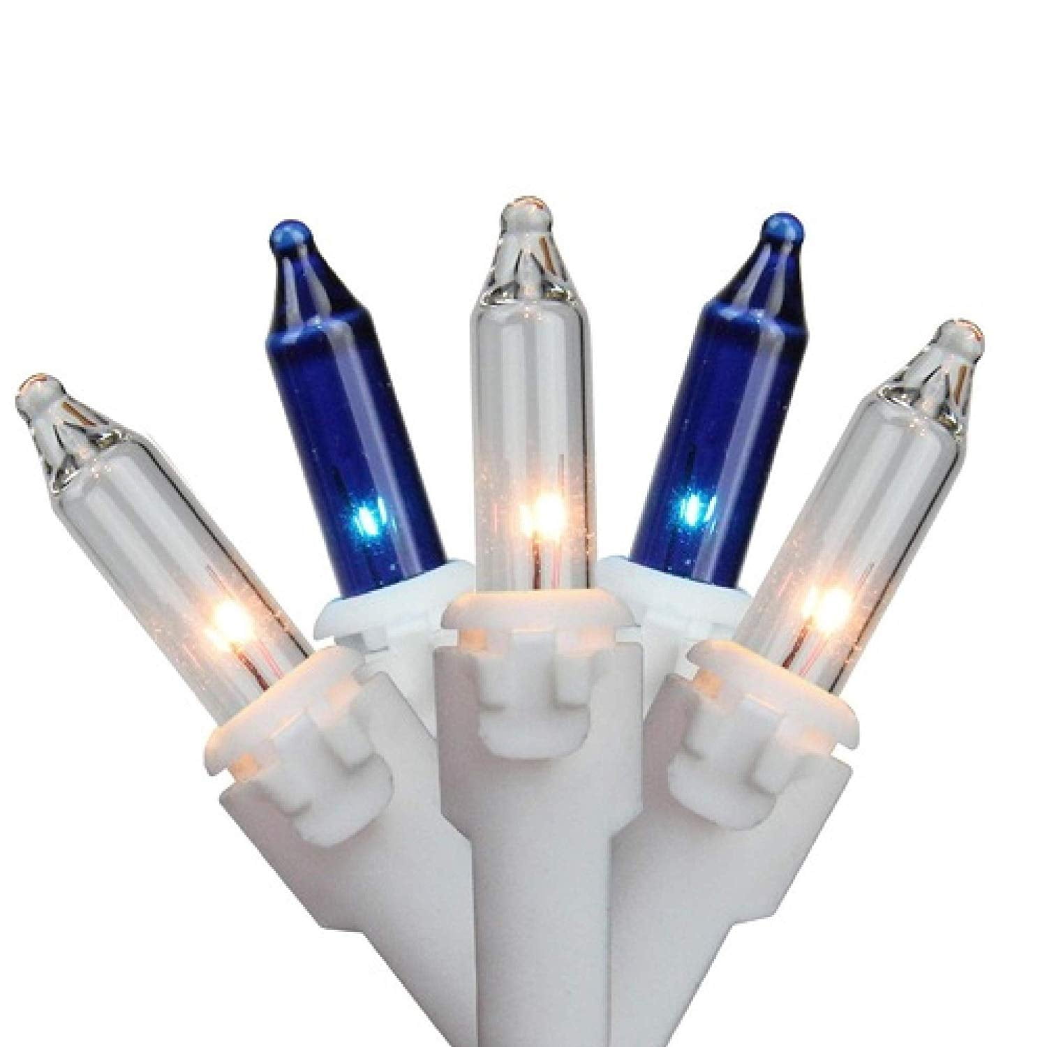 Set of 150 Blue & Clear Mini Icicle Christmas Lights 3” Spacing White