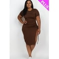 thumbnail image 6 of Curvy Drawstring Ruched Side Split Midi Dress, 6 of 10